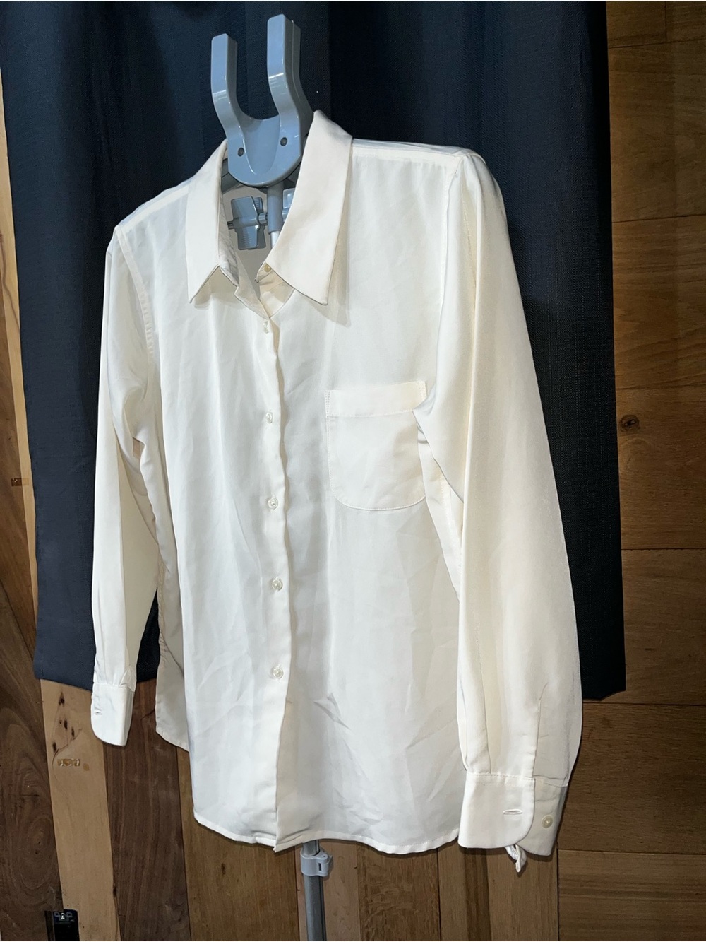 Basic Editions Cream Button-Up Blouse - Picture 2 of 7